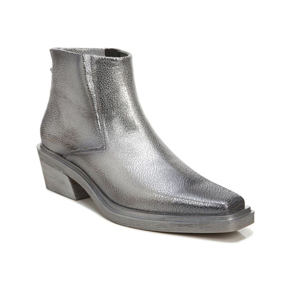 Franco Sarto Metallic Silver Lace-Up Ankle Boots
